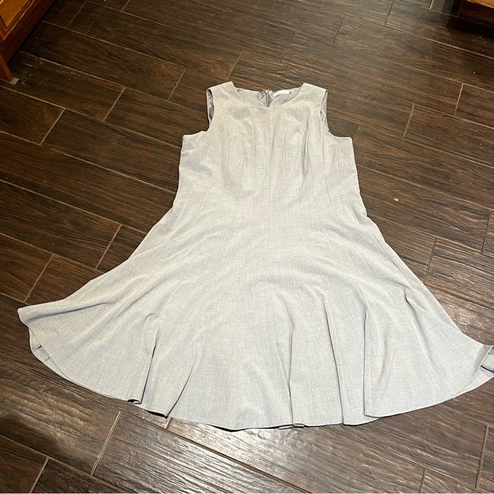 Calvin Klein Plus Size Dress Gray  20W Business A-Line Sleeveless Fit-n-Flare CC